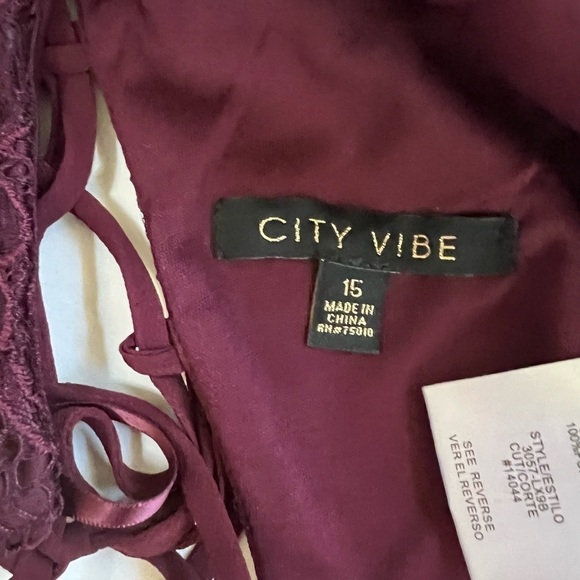 City Vibe Mock Neck Lace-Up Back Lace Top
with Floral Skirt Two-Piece Dress NWT - Picture 7 of 15